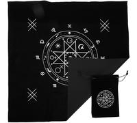 ifundom Black Flannelette Tarot Tablecloth and Drawstring Card Holder Set for Tarot Card Storage and Divination Prevent Items from Falling off 50cm X 50cm