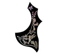ifundom Black Wing Shaped Guitar Pickguard for Acoustic Guitar, Self-adhesive Pvc Scratch Guard, Easy to Install with Colourful Flower Bird Pattern Decorative Sticker