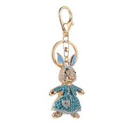 ifundom Blue Rhinestone Rabbit Keychain Pendant, Cartoon Animal Key Ring Decor for Chinese New Year, Cute Bunny Bag Charm for Women’S Handbags and Purses