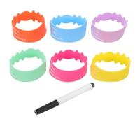 ifundom Bottle Label Cup Sleeve Silicone Writable Bottle Labels for Daycare Non-Slip Heat Insulation Includes Pen Orange Red Yellow Green Blue Purple