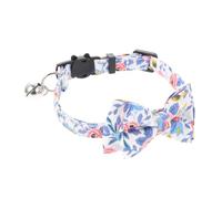 ifundom Bowknot Design Kitten Collar Adjustable Festive Pet Accessory in Blue and White Floral Cotton Comfortable for Daily Wear for Christmas Parties