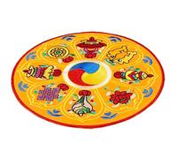 ifundom Buddhist Singing Bowl Cushion Pad 13cm Yellow Eight Treasures Embroidered Mat for Prayer Meditation Sound Bowl Holder Nepalese Religious Decor