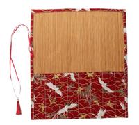 ifundom Calligraphy Brush Roll up Wrap for Art Students, Red Bamboo Cloth | Roll up Type with Bind Strap and Rope Design, Multiple Fixed Positions for Practice and Suitcase Use