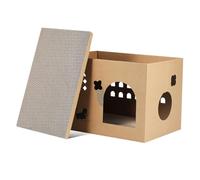 ifundom Cat Cardboard House Space Saving Sturdy Cat House Double Layer Corrugated Design with Comfortable Space for Relaxation and Play Cactus Pattern