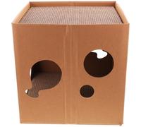 ifundom Cat House Cardboard 2-in-1 Scratch Pad for Cats Indoor Use Corrugated Paper Semi-enclosed Design Sturdy Scratching Furniture Protector