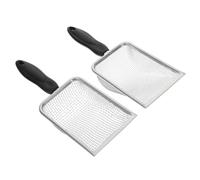 ifundom Cat Litter Scoop and Non-stick Mesh with Long Handle 2pcs Stainless Steel for Easy Pet Waste Cleaning, Heavy Duty Sifting Shovel for Multi-pet Households and High Traffic Litter