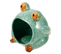 ifundom Ceramic Hamster House Frog Shaped Small Animal Hideout Light Green Sheltered Environment Soothes Emotions Summer Use Random Color