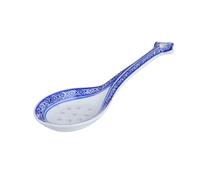 ifundom Ceramic Scoop Soup Spoon Chinese Style with Printing Long Handle Heat and Cold Resistant Kitchen Utensils for Banquets and Bars