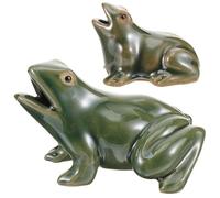 ifundom Ceramic Waterfall Frog Statue 4.33 Inch Fountain Decor for Garden Courtyard Outdoor Landscape Ornament