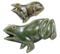 ifundom Ceramic Waterfall Frog Statue Garden Decor Ornament for Courtyard Outdoor Landscape and Fountain Display Water Circulation Frog with Delicate Detail for Balcony Patio and Bonsai