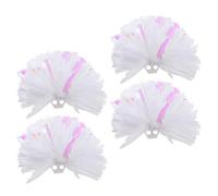 ifundom Cheerleading Pom Poms Lightweight PE Material Multi-function Utility 4pcs White with Ring Handle Eye-catching Shine to Enhance Team Spirit for Stage Shows and School Sports