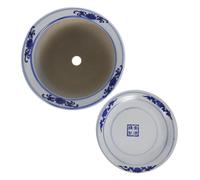 ifundom Chinese Blue Porcelain Planter Pot with Tray Artistic Ceramic Flower Pot for Succulents and Nursery Plants for Living Balcony Garden Low Maintenance and Water Resistant Design