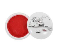 ifundom Chinese Painting Ink Pad Red Calligraphy Inkpad 7cm Diameter Ceramic Box Delicate Inkpad for Seal Stamp and DIY Calligraphy Art Supplies