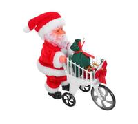 ifundom Christmas Musical Santa with Movable Shopping Trolley for Interactive Plush Holiday Figurine with Built in Festive Tunes Safe Design for Play and Home Decor