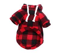 ifundom Christmas Pet Coat Red Black Plaid Warm Holiday Costume for Small Medium Dogs and Cats Soft Autumn Winter Sweatshirt with Pocket Comfortable Pet Festival Apparel for Parties