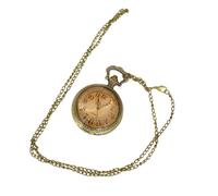 ifundom Clamshell Pocket Watch Retro with Embossed Floral Border, Tea Dial, Big Numbers, Hanging Pendant Design for Men’s Vintage Style