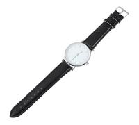ifundom Classic Men Wristwatch Pu Leather Strap Quartz Analog Minimalist Everyday Male Watch for Students and Professionals Silver Case White Dial Black Band