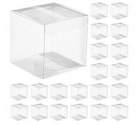 ifundom Clear Square Transparent Boxes 100pcs - PVC Plastic Packaging Boxes for Wedding Treats and Mini Cake Presentation