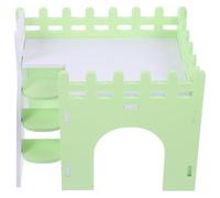 ifundom Colorful Small Animal Hideout House Green Hamster Hideout Villa Hut with Ramp for Guinea Pigs, Hedgehogs, and Squirrels - Small Pet Shelter for Cage and Indoor Use