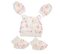 ifundom Cotton Anti-Scratch Gloves and Foot Covers with Windproof Newborn Hat Soft Skin-Friendly Material for Newborns and Preemies Easy to Clean and Gift for Boy Girl