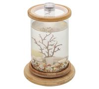 ifundom Creative Desktop Decorative Aquarium Tank Rotating Glass Eco Bottle Iron Tree LED Light, Small Tempered Glass Fish Bowl Suitable for Office and Home Decoration