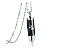 ifundom Cremation Urn Necklace for Pet Ashes Stylish Dog Ashes Keepsake Jewelry Memorial Paw Print Pendant Black Pet Necklace with Chain for Remembering Your Beloved Pet