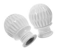 ifundom Curtain Rod Finials Ends Decorative White Abs Practical and Easy to Install 2pcs Curtain Rod End Caps Suitable for Roman with 20-22mm Aperture for Living Room Decoration
