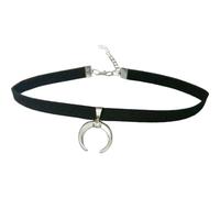 ifundom Dark Lunar Choker Necklace for Women, 90s Gothic Collar with Crescent Pendant, Short Velvet Black Choker Necklace Suitable for Fashion and Witch Accessories