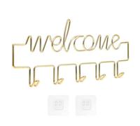 ifundom Decorative Nail-Free Wall Rack Multi-Functional Iron and PVC Storage Rack for Kitchen and Bathroom with Wear-Resistant Golden Finish, Suitable for Coats and Plastic Bags