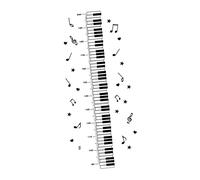 ifundom Decorative White and Black PVC Height Chart Wall Decal with Cartoon Piano Pattern for Children Boys and Girls, Accurate Recording and Easy to Peel and Stick, for Bedroom