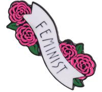 ifundom Delicate Rose Flower Brooch Feminist Letter Breastpin for Women, Suit and Jeans Clothes Brooch Accessory, Creative Feminism Lapel Pin Decoration