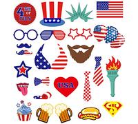 ifundom Dependence Day Photo Props 25pcs American Flag Photo Booth Decorations Sticks Party Supplies