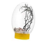 ifundom Desktop Fish Tank Mini Ecological Aquarium with LED Light Battery Powered Space Saving Design for Goldfish and Desktop Decoration Easy to Clean Compact Yellow Base
