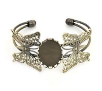 ifundom DIY Copper Butterfly Bracelet Base 18X25Mm Hollow Bangle Circlet Wristlet Jewelry Making Accessory for Stone and Time Patch Crafting