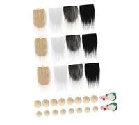 ifundom Diy Gnome Beard Material Kit Pre-cut White, Black, Khaki, Dark Grey Beards and Wooden Beads, 12pcs Set for Handmade Christmas and Valentine's Day Gnomes Decor
