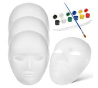 ifundom DIY White Papier-maché Mask Set for Painting and Decorating, Easy to Shape Paper Mask for School Projects, Interactive Activities and Holiday Parties, Suitable for Adults