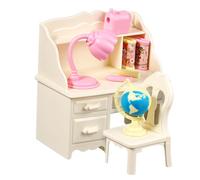 ifundom Dollhouse Furniture Mini Desk and Chair for Boys and Girls Miniature Study Table Chair Plastic Multi-functional