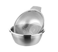 ifundom Drain Basket Set Fruit and Food Strainer Stainless Steel Double-Layer Multi-Purpose with Faster Draining and Detachable Design, Silver Colour for Kitchen Use