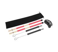 ifundom Drum Brush Kit with Foot Tambourine Metal Bamboo and Nylon Easy to Carry Practical Design for Drum Black