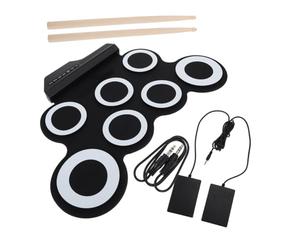 ifundom Drum Set for Professional Demonstration Song Family Entertainment Hand Roll up Drum and USB Charging Silicone Black