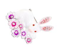 ifundom Easter Theme Alloy Bunny Brooch Pin with Colorful Enamel and Rhinestones, Decorative Spring Animal Breastpin for Women’s Clothing Accessories