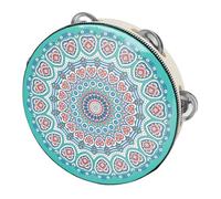 ifundom Easy to Use Hand Held Tambourine Drum for Beginners and Dance Props 8-Inch Wooden PU Percussion Instrument Safe Rounded Edges