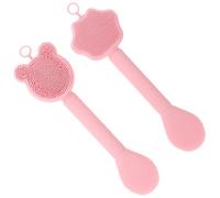 ifundom Facial Mask Applicator Brush Set with Fine Texture Double-end Silicone 2 Pcs and Deep Cleaning Function, Cute Pink Star and Bear Shapes for Gentle Face Care