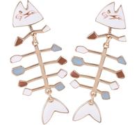 ifundom Fish Bone Dangle Earrings for Women Enamel Coated Bone Jewelry Quirky Novelty Drop Earrings for 1 Pair