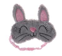 ifundom Fluffy Sleep Mask with Plush Rabbit Eyepatch, Soft and Washable Eye Shade Suitable for Most Head Sizes, for Flying and Trains, Cute and Comfortable Eyeshade and Adult Women