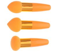 ifundom Foundation Sponge Brush Set 3Pcs with Orange Handles, Portable Wet and Dry Makeup Pens for Facial Makeup Application and Blending, Includes Mini Mushroom and Slanted Brush Shapes