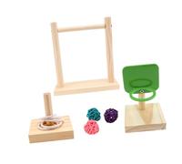 ifundom Funny Parrot Basketball Ring Stand Rack for Pet Birds Natural Wood Educating Chew Game for Parakeets and Caged Birds