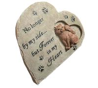 ifundom Garden Cat Memorial Stone Ornament Durable Resin Pet Tribute Statue Heart Shaped Angel Design Outdoor Decor for Remembering Your Beloved Cat