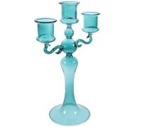 ifundom Glass Tealight Candle Holder with Widened Base and Stable Structure, Simple Design Suitable for Marriage and Living Room Shelf Decoration, Blue Candle Holder for Romantic Home