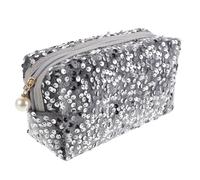 ifundom Glitter Makeup Bag Large Capacity Portable Sequin Travel Cosmetic Bag Imitation Pearl Zipper Pull for Party Favors and Graduation Presents